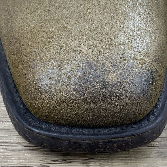 OTBT~Women’s~”Des Peres”~Open Back Bootie Leather~Olive Green~Ankle Strap~Size 8 - Picture 5 of 11